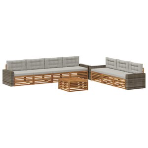 vidaXL Ensemble de canapés d'extérieur 8 Pièces Naturel et gris clair