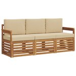 vidaXL Ensembles de canapés 3 pc Naturel et Beige Bois d'Acacia Massif