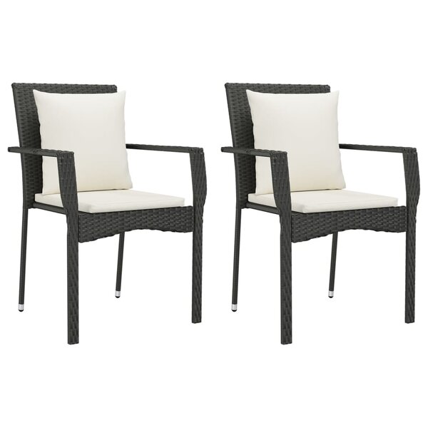vidaXL Chaises de jardin lot de 2 avec coussins Résine tressée Noir
