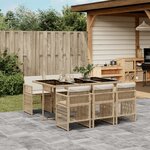 vidaXL Ensemble à manger de jardin et coussins 7 Pièces beige poly rotin