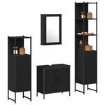 vidaXL Ensemble de mobilier de salle de bain avec étagère 4 Pièces Noir