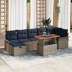 vidaXL Ensemble de canapé de jardin avec coussin 8 Pièces Gris Poly rotin