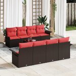 vidaXL Ensemble de canapé de jardin 9 Pièces Marron Poly rotin