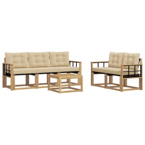 vidaXL Ensemble de canapés d'extérieur 6 Pièces Blanc et Beige