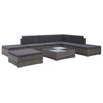 vidaXL Salon de jardin 8 Pièces avec coussins Résine tressée Gris