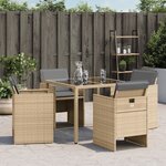 vidaXL Chaises de jardin avec coussins lot de 4 mélange beige