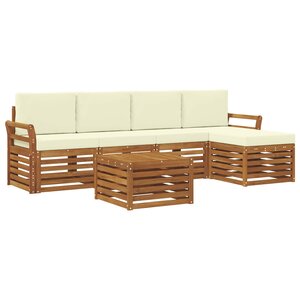 vidaXL Ensemble de canapés d'extérieur 6 Pièces Naturel et Crème