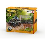 Schleich Figurine 42351 - Vie sauvage - Quad avec remorque et ranger