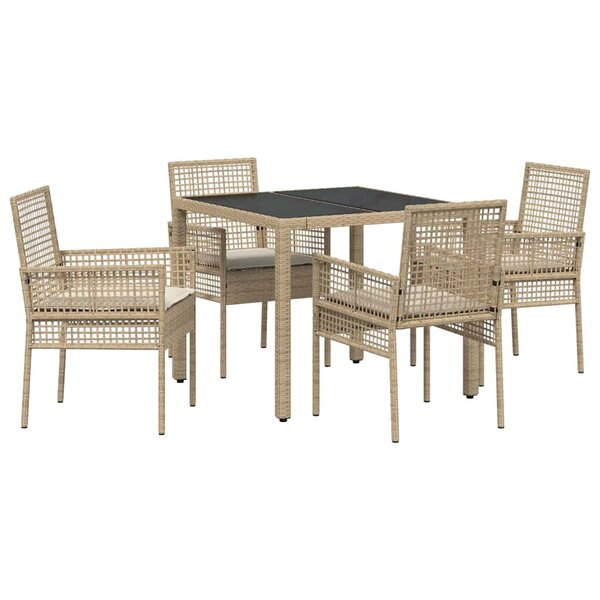vidaXL Ensemble de salle à manger pour jardin 5 Pièces Beige Poly rotin