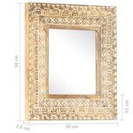 vidaXL Miroir sculpté à la main 50x50x2 6 cm Bois de manguier solide