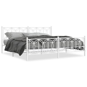 vidaXL Cadre de lit métal sans matelas et pied de lit blanc 200x200 cm