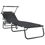 vidaXL Chaise longue pliante avec coussin Noir 56 x 190 x 81cm tissu