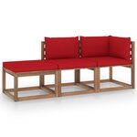 vidaXL Salon palette de jardin 3 Pièces et coussins Bois de pin imprégné