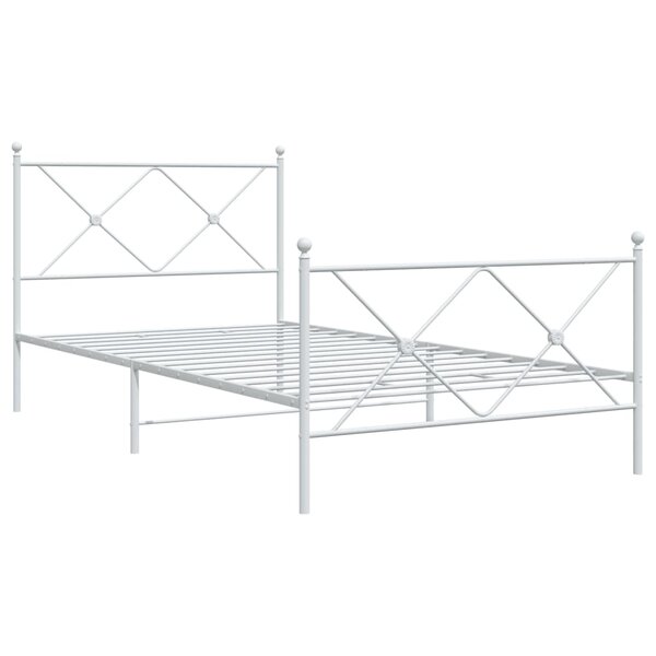 vidaXL Cadre de lit métal avec tête de lit/pied de lit blanc 100x190cm
