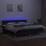 vidaXL Sommier à lattes de lit et matelas et LED Noir 200x200 cm Tissu