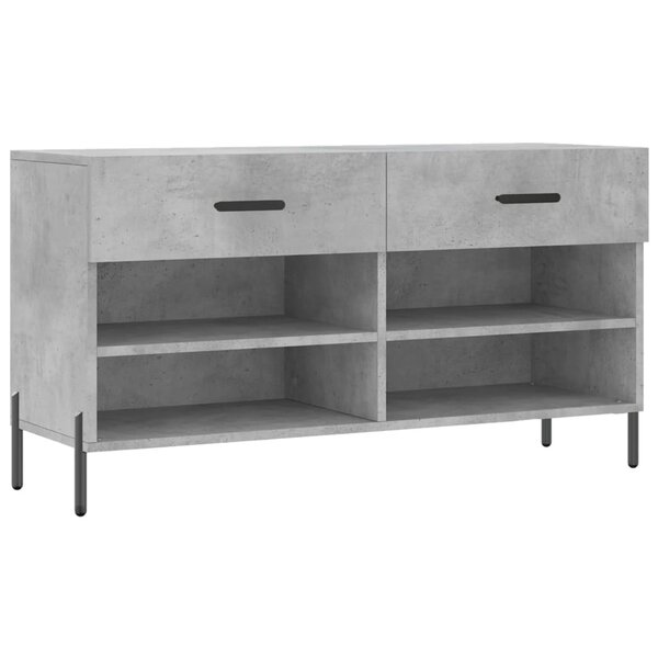 vidaXL Banc à chaussures gris béton 102x35x55 cm bois d'ingénierie