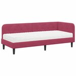 vidaXL Cadre de lit d'angle avec matelas Bordeaux 80 x 200 cm Velours