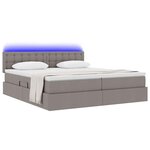 vidaXL Lit de rangement LED avec matelas Taupe 200 x 200 cm Tissu