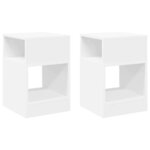 vidaXL Table d'appoint 2 Pièces Blanc 30 5 x 30 x 45 cm Bois d'ingénierie