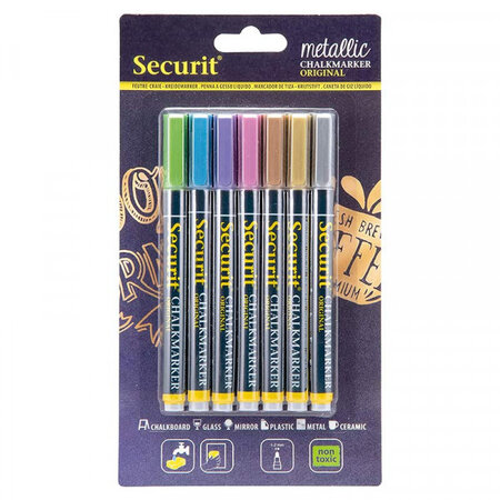 Feutres craie metallic - 7 crayon - mine de 1-2mm - securit