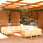 vidaXL Salon de jardin 13 Pièces avec coussins crème bois de pin
