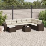 vidaXL Salon de jardin avec coussins 9 Pièces marron résine tressée