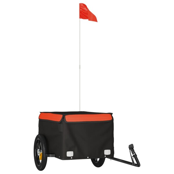 vidaXL Remorque de vélo noir et orange 30 kg fer