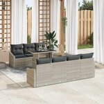 vidaXL Ensemble de canapé de jardin 8 Pièces Gris clair Poly rotin