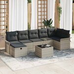 vidaXL Ensemble de canapé de jardin 8 Pièces Gris clair Poly rotin