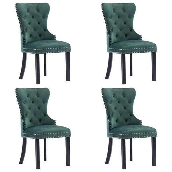 vidaXL Chaises à manger lot de 4 vert foncé velours