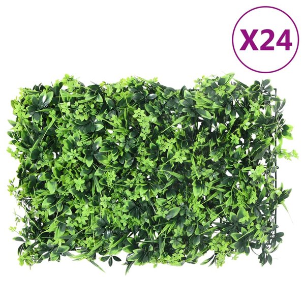  vidaXL Clôture à feuilles artificielles 24 Pièces vert 40x60 cm