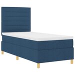 vidaXL Lit avec sommier à ressorts et matelas bleu simple en tissu