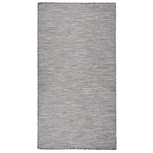 vidaXL Tapis à tissage plat d'extérieur 80x150 cm Marron et bleu