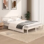 vidaXL Cadre de lit Bois de pin massif 120x190 cm Blanc petit double