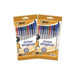 BIC Cristal Original Stylos-Bille Pointe Moyenne (1,0 mm) - Couleurs Assorties, Lot de 2 Pochettes de 10
