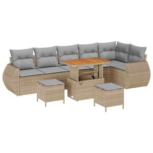 vidaXL Ensemble de canapé de jardin 9 Pièces beige et gris clair