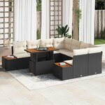vidaXL Ensemble de canapé de jardin 9 Pièces Noir Poly rotin