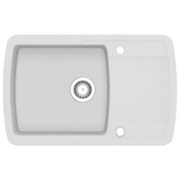 vidaXL Évier de cuisine Granit Seul lavabo Blanc