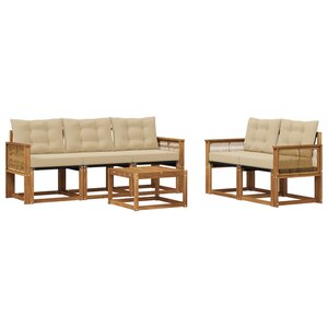 vidaXL Ensemble de canapés d'extérieur 6 pc Naturel et Beige