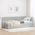 vidaXL Cadre de lit d'angle Gris clair 90 x 200 cm Velours