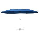 vidaXL Parasol d'extérieur et poteau en aluminium 460 x 270 cm Bleu