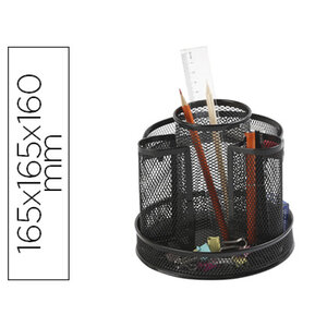 Organiseur bureau q-connect rotatif maille métallique 8 compartiments 165x165x160mm coloris noir