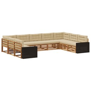 vidaXL Ensemble de canapés d'extérieur 9 Pièces Naturel et Beige