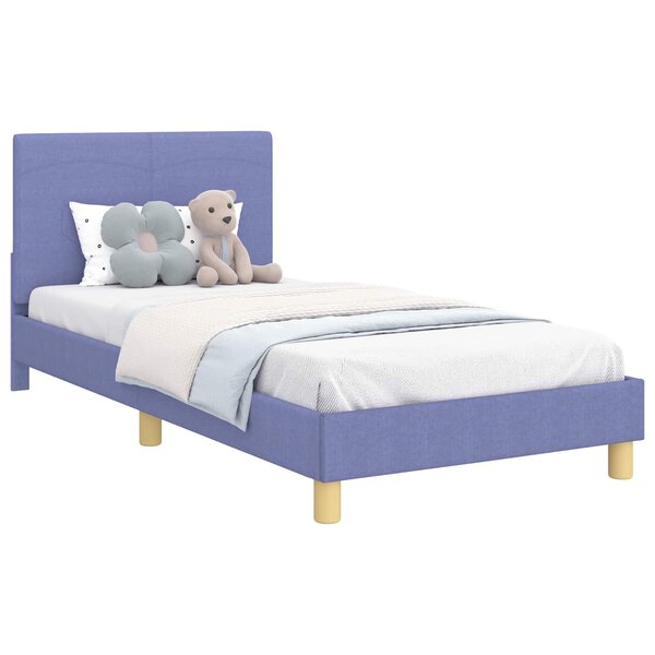 vidaXL Cadre de lit pour enfants avec tête de lit Bleu denim tissu