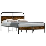 vidaXL Cadre de lit sans matelas 135x190 cm chêne fumé bois ingénierie
