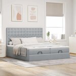 VidaXL Cadre de lit ottoman et matelas gris clair 180x200cm tissu