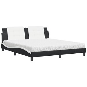 vidaXL Lit avec matelas Zadar noir et blanc 180x200 cm similicuir