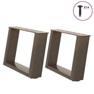 vidaXL Pieds de table basse en U  2 pièces  acier naturel  50 x (30-31) cm