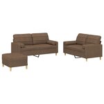 vidaXL Ensemble de canapés 3 Pièces avec coussins marron tissu