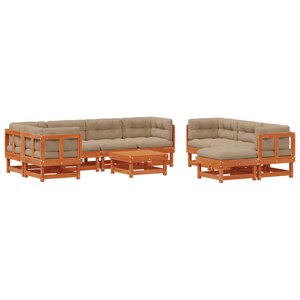 vidaXL Ensemble de salon de jardin 33 Pièces Brun cire Bois de pin massif